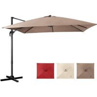 COSTWAY Ombrellone da Giardino, 300 x 300 cm, Ombrellone da Esterno con 3 Inclinazioni, Rotazione a 360°, Manovella, 8 Stecche, Base Incrociata, Caffè