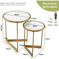 Set Di Tavolini Da Salotto Componibili Con Piano In Vetro Temperato