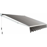 COSTWAY Tenda da Sole per Esterno Avvolgibile, Tenda da Sole a Bracci Estensibili con Telaio in Alluminio e Tettuccio Resistente al Sole e Impermeabile e Manovella (245 x 200 cm)