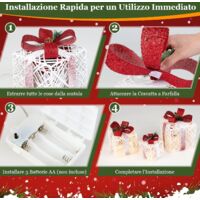 COSTWAY 3 Scatole Regalo Di Natale Illuminate Con 48 Luci Calde – Impermeabili, Con Timer E Picchetti Per Esterno
