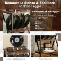 TUTOTAK Supporto Per Giradischi: Tavolino Laterale Con 4 Scomparti Per Vinili - Nero