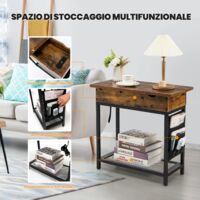 Yoobure Tavolino Stretto Con Ricarica E Luci LED