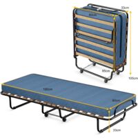 Brandina Pieghevole COSTWAY Con Materasso Memory Foam - Letto Portatile Con Ruote 200x90cm, Made In Italy - Foto 5