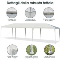 Gazebo Da Giardino COSTWAY 3x9 M Con 5 Pannelli Laterali - Impermeabile E Protezione UV - Per Feste Ed Eventi - Foto 3