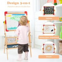 COSTWAY Cavalletto Lavagna Per Bambini Con Sgabello E Tavolo 4 In 1