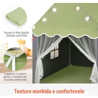 Tenda Da Gioco Per Bambini Costway Castello Con Luci Stella - Interno/Esterno 105x121x136 Cm Rosa - Foto 8