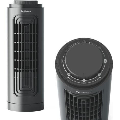 Ventilateur colonne oscillant 20 W silencieux - ventilateur de table bureau  - 3 vitesses - noir