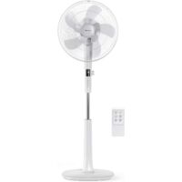 Ventilateur sur pied de 40 cm, Silencieux, Programmable, Télécommande, Affichage Numérique - 26 Vitesses & 3 Modes - Blanc Pro Breeze