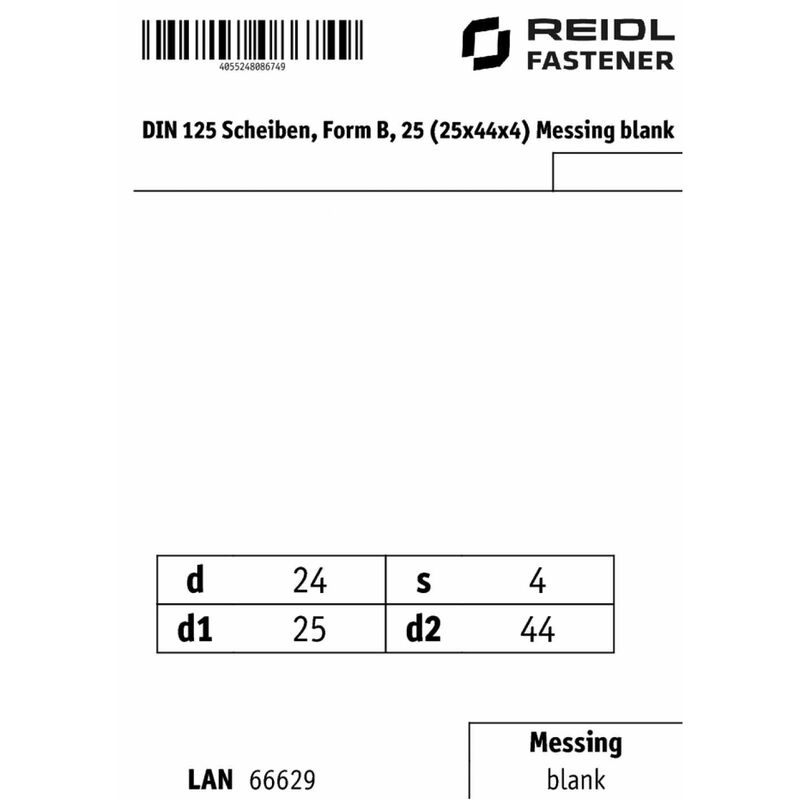25 Unterlegscheiben DIN 125 Form B Edelstahl A4 25 mm für M24
