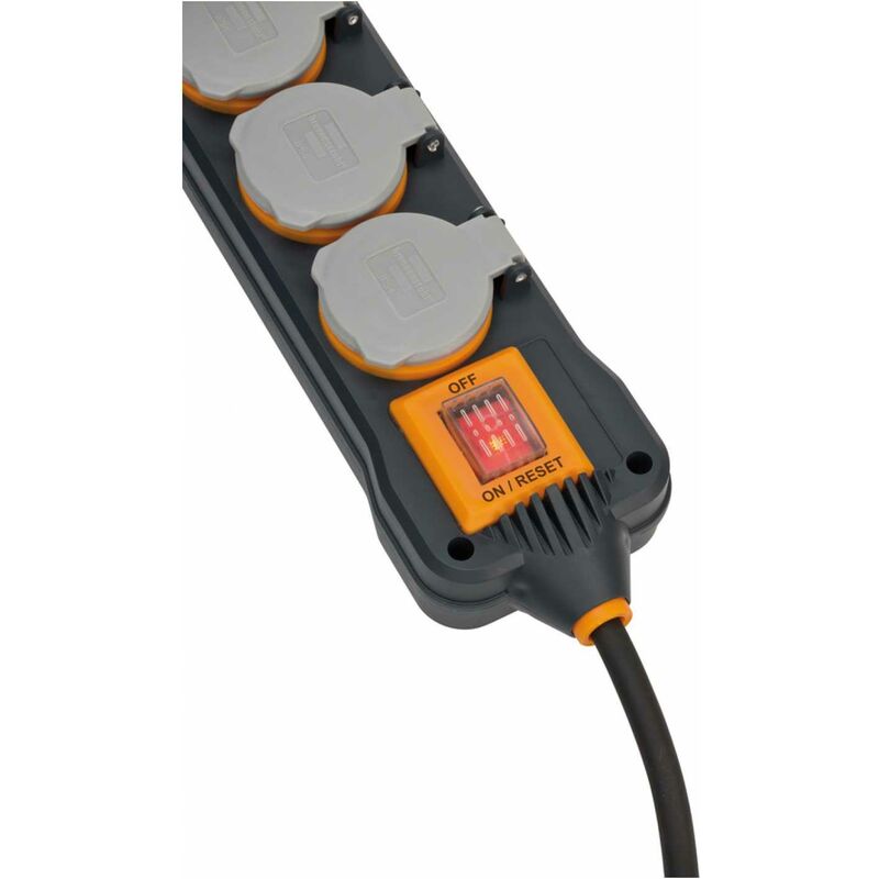 Brennenstuhl professionalLINE Steckdosenblock IP54 / Steckdosenverteiler  4-fach, 8m Kabel, ständiger Einsatz im Freien