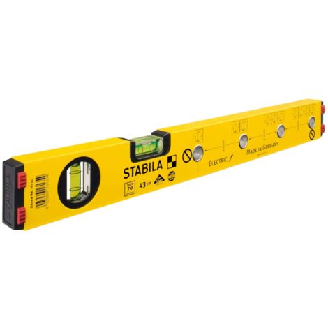Stabila Wasserwaage Type 70 Electric, 43 cm, mit Markierungshilfen für Elektroinstallationsarbeiten