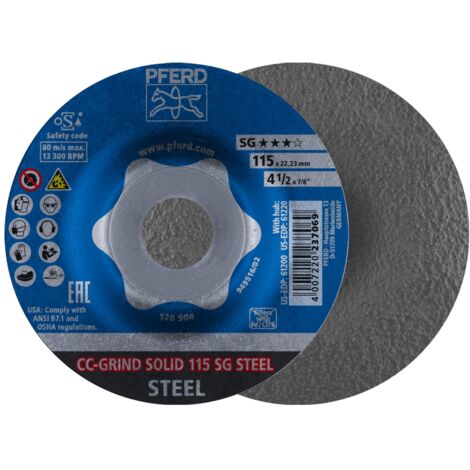 PFERD TOOLS CC-GRIND SOLID Schleifscheibe 115x22,23 mm COARSE Leistungslinie SG STEEL für Stahl (1/5)