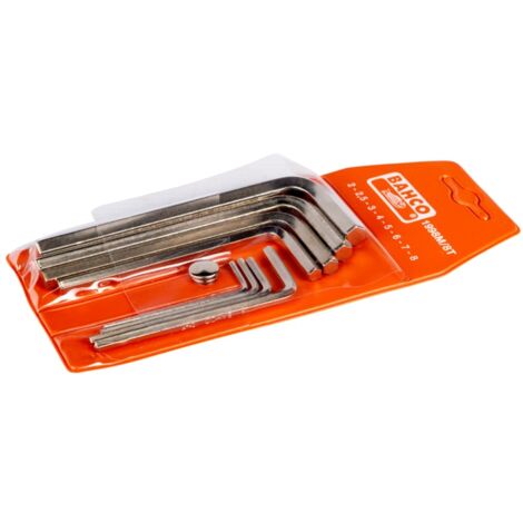 Bahco Metrischer Sechskant-Winkelschraubendreher-Satz, vernickelt, 2 bis 8 mm - 8-tlg., in Kst.Tasche (1/3)