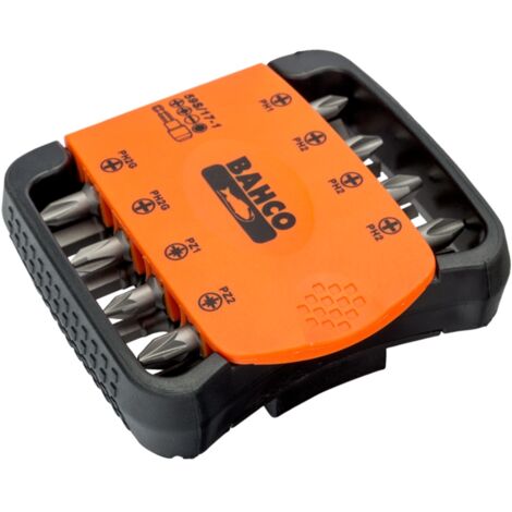 Bahco 1/4 Bitsatz für Schlitz-, Phillips-, Pozidriv- und Innensechskantschrauben 27 mm x 73 mm x 82 mm- 17-tlg. (1/3)