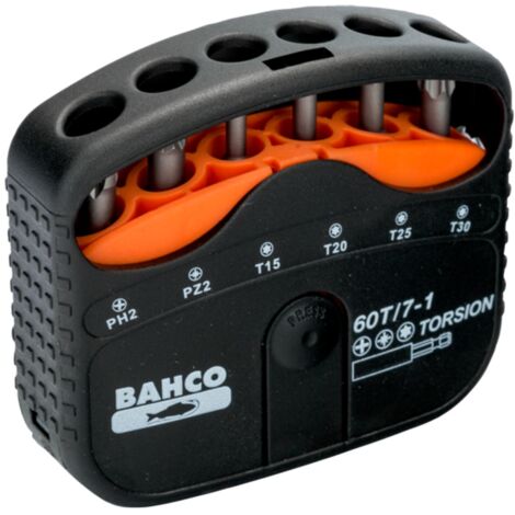 Bahco 1/4 Torsions-Bitsatz für Phillips-, Pozidriv- und TORX-Schrauben 22 mm x 65 mm x 75 mm - 7-tlg. (1/3)