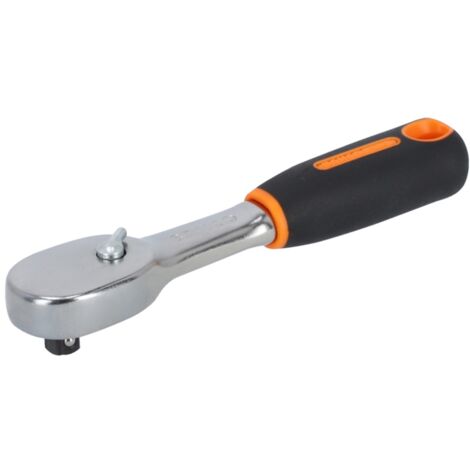 Bahco Birnenförmige 1/4-Umschaltknarre mit 72 Zähnen und 5°-Rückschwenkwinkel, 120 mm - Einzelhandelsverpackung