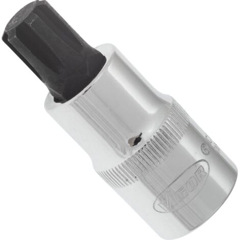 VIGOR Schraubendrehereinsatz, V2208, 1/2 (12,5 mm) Vierkant hohl, Innen Keilprofil Ribe-CV, SW M12 (1/3)