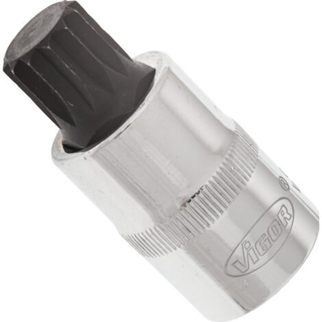 VIGOR Schraubendrehereinsatz, V2100, 1/2 (12,5 mm) Vierkant hohl, Innen Vielzahn Profil XZN, SW M16 (1/3)