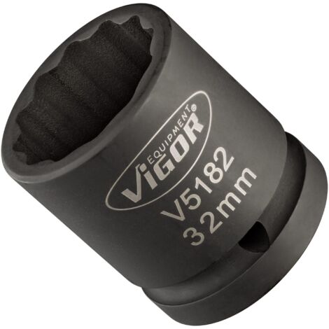 VIGOR Schlagschrauber Steckschlüsseleinsatz, V5182, 3/4 (20 mm) Vierkant hohl, Außen Doppelsechskant Profil, SW 32 mm (1/4)