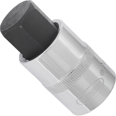 VIGOR Schraubendrehereinsatz, V2070, 1/2 (12,5 mm) Vierkant hohl, Innen Sechskant Profil, SW 19 mm (1/3)