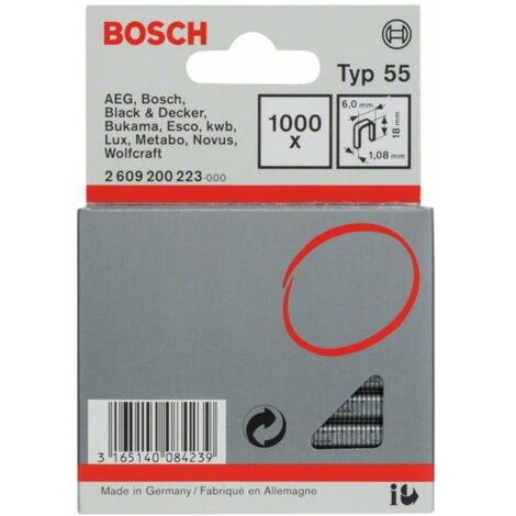 Bosch Schmalrückenklammer Typ 55, 6 x 1,08 x 18 mm, 1000er-Pack