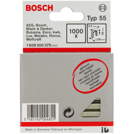 Bosch 1.000x Schmalrückenklammer Typ 55, geharzt 6 x 1,08 x 28 mm - 1609200375