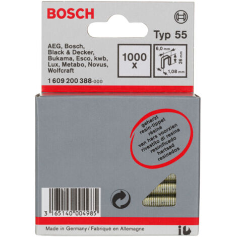 Bosch Schmalrückenklammer Typ 55 geharzt 6 x 1,08 x 26 mm 1000 Stk