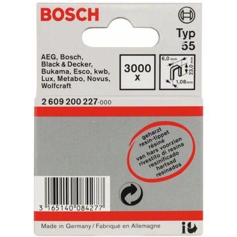 Bosch 3.000x Schmalrückenklammer Typ 55, geharzt 6 x 1,08 x 23 mm - 2609200227