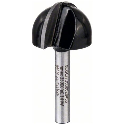 Bosch Hohlkehlfräser 6 mm, R1 12,7 mm, D 25,4 mm, L 15,6 mm, G 49 mm