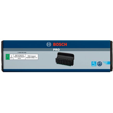 Bosch PRO Steckschlüsselsatz, 1/2, tief, 9-tlg. (10, 11, 13, 17, 19, 21, 22, 24, 27 mm)