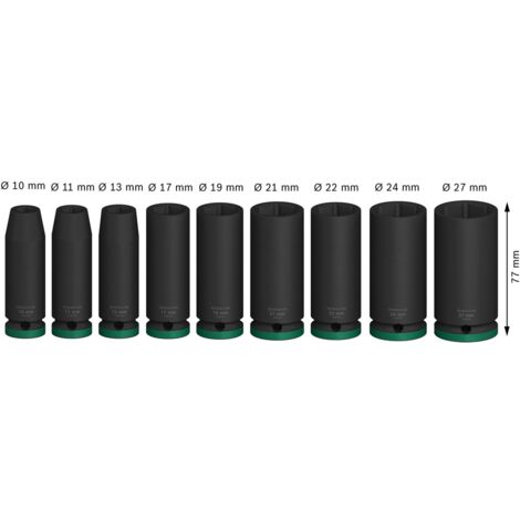 Bosch PRO Steckschlüsselsatz, 1/2, tief, 9-tlg. (10, 11, 13, 17, 19, 21, 22, 24, 27 mm)