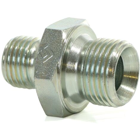 ELMAG HD-Doppelnippel Stahl verzinkt AG 1/4 x AG 3/8, bis 400 bar, mit 60° Universaldichtkegel