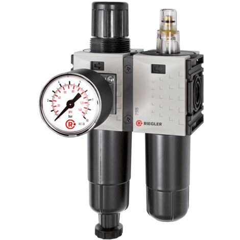 Riegler Wartungseinheit 2-tlg. »FUTURA-mini«, Metallbe., Stand.mano., G 1/4, 0,1-4, HA (1/4)