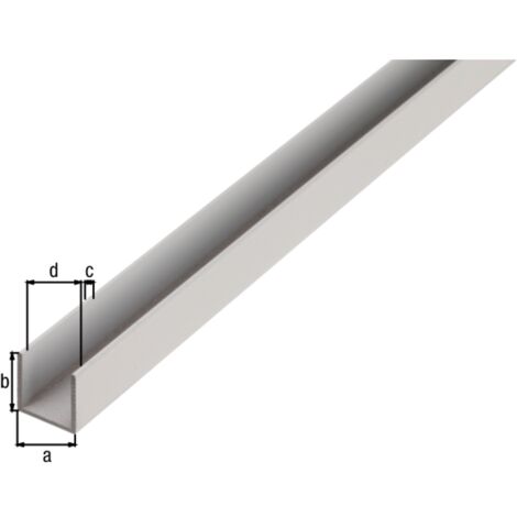 Profil aluminiu eloxat, tip U, 2000 x 25 x 25 x 25 x 2 mm