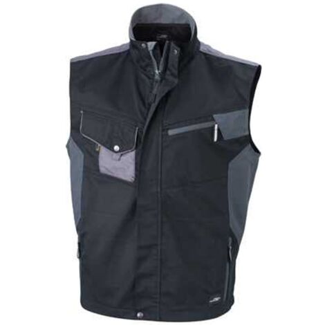 James & Nicholson Workwear Weste JN822 Gr. 4XL black/carbon (1/4)