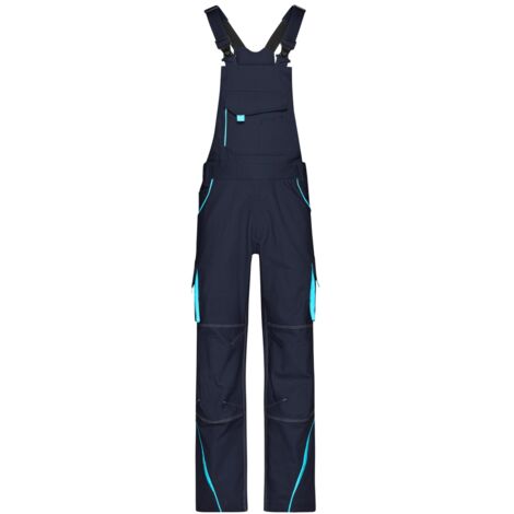James & Nicholson Funktionelle Latzhose JN848 Gr. 58 navy/turquoise (1/4)