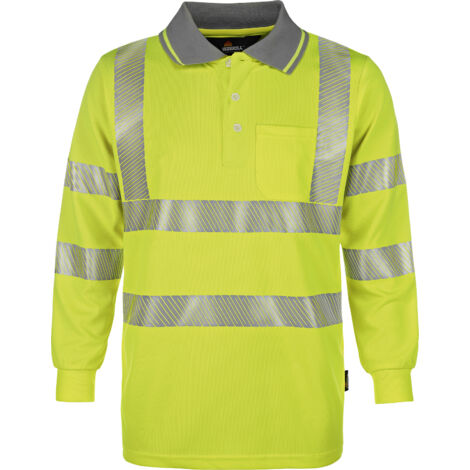 Triuso Vizwell Warnschutz-Langarmpolo VWPS32 Gr. 3XL leuchtgelb/marine