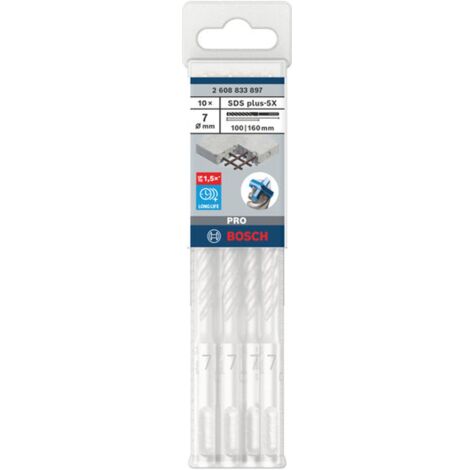 Bosch PRO Hammerbohrer SDS-plus-5X, 7 x 100 x 160 mm, (10 Stk.)