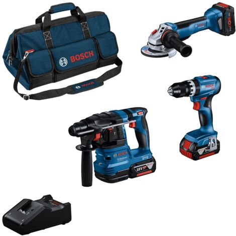 Bosch Combo Kit Combo Kit 18V (3): GSB 18V-45+GWS 18V-10+GBH 18V-22+2x 5.0Ah+1x 5.5Ah