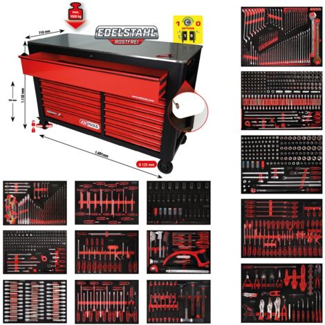KS Tools Performanceplus Werkstattwagen-Satz P45 mit 950 Werkzeugen für 13 Schubladen