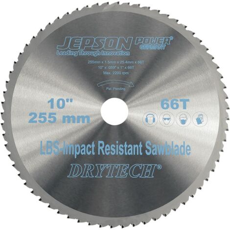 Jepson HM-Sägeblatt Drytech D=255x25,4x1,5mm 66Z für Stahl dünnwandig LBS schockresistent