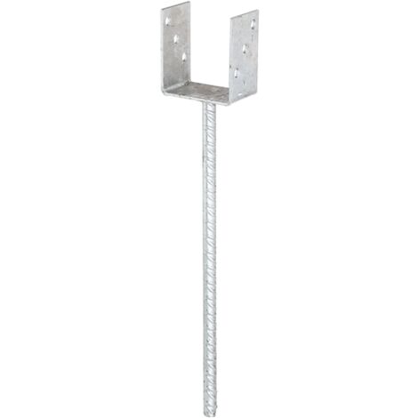 ALBERTS U-Pfostenträger/Betonanker Riffelstahl, fvz, zEinbet., BxH 91x100mm, L Anker 400mm