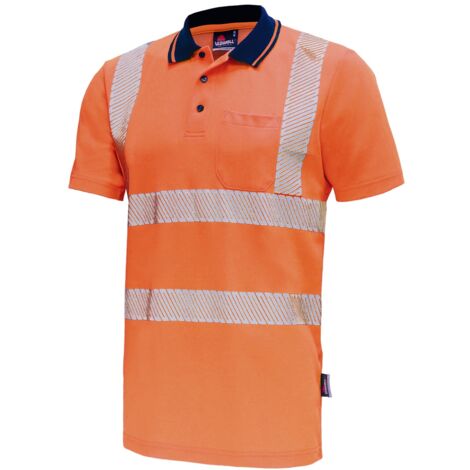 Vizwell Warnschutz Polo-Shirt VWP Gr. 2XL leuchtorange/marine (1/5)