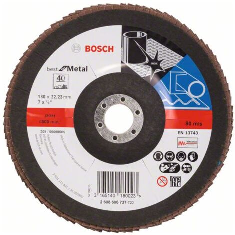 Bosch Fächerschleifscheibe X571, Best for Metal, gewinkelt , 180 mm, 40, Glasgewebe (1/5)