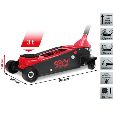 KS Tools performance Hydraulischer Stahl-Wagenheber, 3000 kg, Hubhöhe: 120-456 mm (1/5)