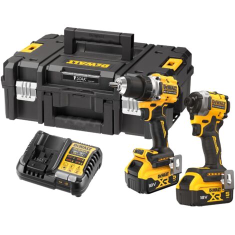 DeWalt DCK 2051 P2T Akku Kombo Kit 18 V + DCD 800 Bohrschrauber 90 Nm + DCF 850 Schlagschauber 205 Nm 1/4" + 2x Akku 5,0 Ah + Ladegerät