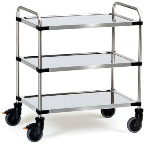 fetra Edelstahlwagen, Ladefläche 630 x 400 mm, 3 Böden (1/2)