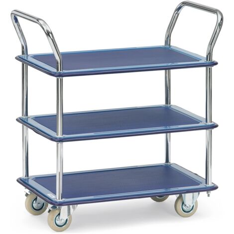 fetra Ganzstahlwagen, Ladefläche 740 x 480 mm, mit 3 Plattformen aus Stahlblech (1/2)