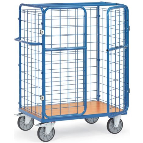 Fetra Paketwagen mit 3 Drahtgitterwänden und 1 Drahtgittertür, Höhe 1500mm 1000x600mm (1/4)