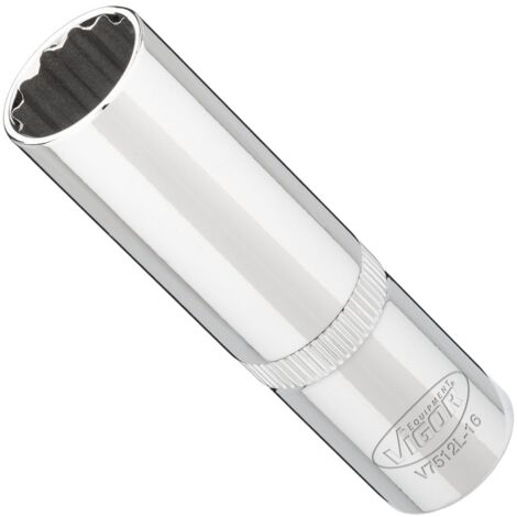 VIGOR Steckschlüsseleinsatz, lang, 1/2 (12,5 mm) Vierkant hohl, Außen Doppelsechskant Profil, SW 16 mm (1/3)